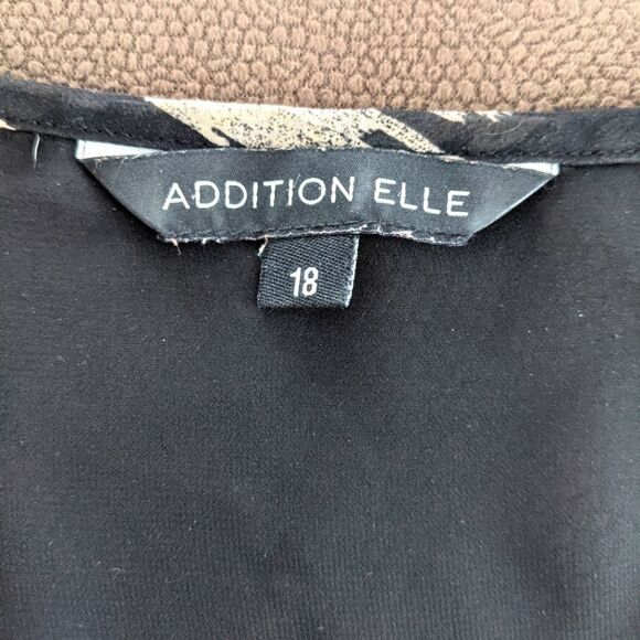 $5 Item! Addition Elle 18 Sheer Patterned Black and Tan Tunic with Gold Sequins - Picture 4 of 6